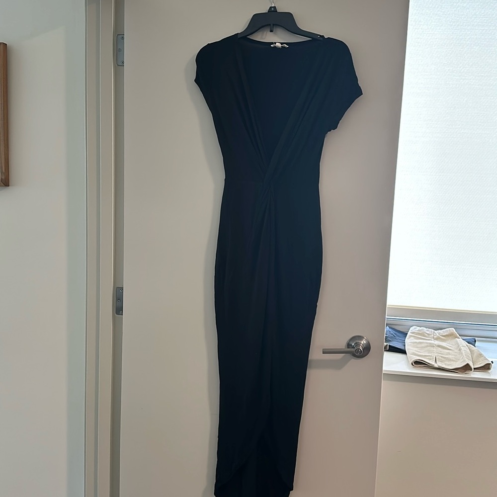 black knit front maxi dress